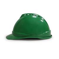 Diseño perforado CE Construcción Casco verde Los cascos de seguridad se pueden instalar con orejeras