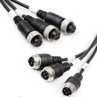 Conector de Aviación GX12 de 4 Pines Macho a Hembra, Cable Blindado de 12 mm con Rosca 22AWG para Cámara de Visión Trasera de Vehículos