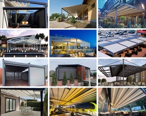 Toit rétractable commercial de grande taille et robuste avec tissu en PVC et entraînement électrique, adapté aux restaurants, hôtels ou jardins - Product Image 6