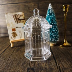 Custom Logo Wholesale Household Castle Shape Crystal Glass Candle Jar