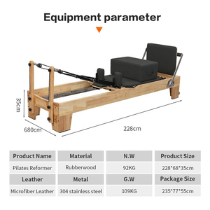 Machine de Pilates Reformer ProCircle Oak, ressorts réglables durables, coussin en PU, <span class=keywords><strong>lit</strong></span> de base écologique pour studio de Pilates - Product Image 6