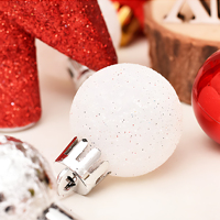 Ensemble de 30 boules de Noël rouges, blanches et argentées, ornées de paillettes, à facettes et côtelées, pour décorer le sapin