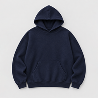 Sweat-shirt unisexe surdimensionné à manches amples, col tombant, imprimé DTG dégradé, style streetwear, personnalisé OEM, en tissu épais bleu marine