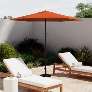 Parasol de terrasse moderne extra large anti-UV coupe-vent, carré, orange, avec manivelle et double toit - Product Image 2