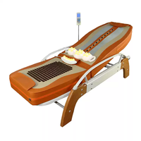 Table de massage portable électrique infrarouge thermique pour acupression corporelle complète avec rouleau de jade en cuir synthétique