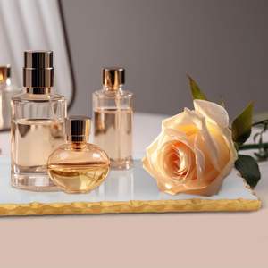 Moderno <span class=keywords><strong>e</strong></span> minimalista in marmo bianco vassoio <span class=keywords><strong>oro</strong></span> bordo ramo maniglia elegante decorazione per la casa per il bagno aromaterapia di lusso per il Ramadan - Product Image 4