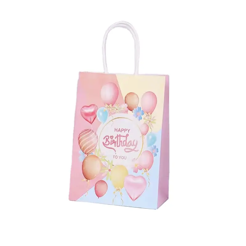 Recyclable Kraft Paper Bag With Own Logo Custom Shopping Paper Bag For Food With Handle Take away bag