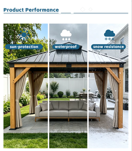 Gazebo Moderno <span class=keywords><strong>de</strong></span> Aluminio con Techo Doble y Cortinas, Pabellón <span class=keywords><strong>de</strong></span> Lujo para Comer al Aire Libre, Ideal para Hoteles, Resorts, Jardines y Patios - Product Image 5