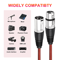 Câble de microphone XLR 6 pieds, lot de 2, mâle-femelle, 3 broches, gaine en PVC, cordons de raccordement DMX pour microphone