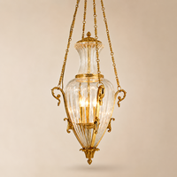 Lustre en verre finition laiton doré, design français du milieu du siècle, pour villa, hall de luxe, couloir, hôtel, maison, Karo