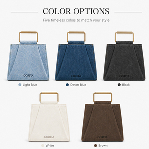 Women Denim Top Handle Handbag Structured Tote Purse Light Blue Casual Fashion Handbag For Daily Use - Product Image 5