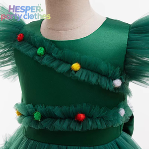 HESPER Kids Green Elf Performance Show Fancy Princess Dress Birthday Formal Baby Girls Christmas Tree Tulle Dresses for Party - Product Image 3