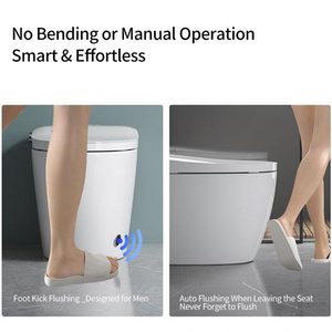 WC intelligent sans réservoir MWD avec bidet intégré, chasse d'eau automatique par capteur au pied, siège chauffant et télécommande pour hôtel moderne - Product Image 2