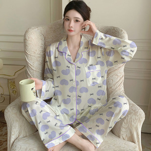 Pijamas de Satén de Lujo para Mujer, Ropa de Dormir con Estampado de Puntos, Ropa de Casa de Satén, Ropa de Dormir con Estampado de Leopardo, Pijama de 2 Piezas para Mujer, Ropa de Casa Suave - Product Image 3