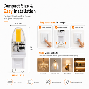 หลอดไฟ LED G9 1.8W Epistar COB ซิลิโคนหรี่แสงได้ 150-170LM AC 120V/230V 2700K 5000K CE ETL RoHS 15000H รับประกัน 2 ปี - Product Image 5