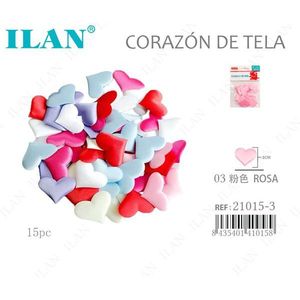 Cuori in Tessuto Ilan 3 Cm 15 Pezzi Rosa Decorazione Artigianale - Product Image 1
