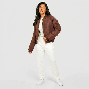Chaqueta Bomber Ligera con Cierre y Logotipo Bordado Personalizado para Mujer, Impermeable, Resistente al Viento, de Secado Rápido y Antiarrugas - Product Image 1