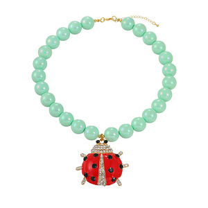 Collar Bohemio Coquette de Moda con Dije de Mariquita de Aleación y CZ, Esmalte y Cuentas de Resina y Cobre, Joyería de Regalo para Niñas - Product Image 5