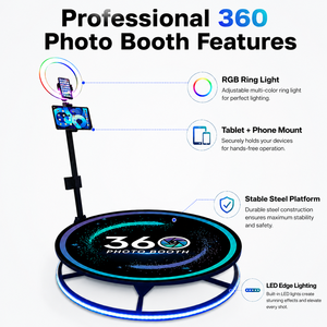 Mejor <span class=keywords><strong>Precio</strong></span> para Cabina de Fotos 360 con Anillo de Luz, Soporte para Teléfono, Control Remoto y Estuche de Transporte, Paquete para 3-4 Personas en UE, EE. UU. y Reino Unido - Product Image 6