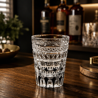 Verre à whisky/jus/bourbon en verre noir superposé fait main de 280 ml, motif Edo Kiriko, pour usage domestique ou bar.