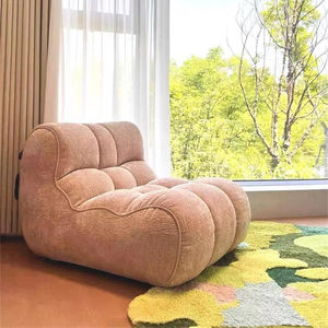 Moderno Simple sofá <span class=keywords><strong>individual</strong></span> hogar vacío compresión crema estilo tela para dormitorio balcón sala de estar Casual perezoso sofá silla - Product Image 1