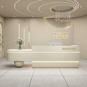 Modern <b>Simple</b> Reception <b>Desk</b> with Round Pillars Colorful Lights Salon Counter Jewelry Reception <b>Desk</b> with Novel Design - Product Image 6