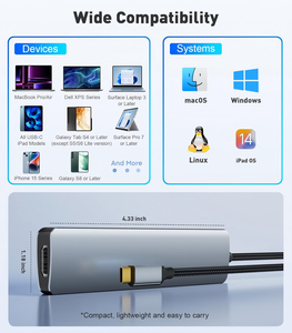 USB C Hub 7 in 1 Multiport Adapter with <b>4K</b> <b>HDMI</b> Dongle, 100W PD, SD/TF Card Reader, 3 USB-A, USBC Docking Station - Product Image 5