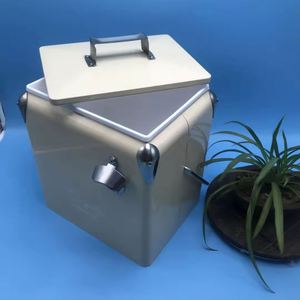 Vintage Ice Box 13L PP & Metal Retro <b>Cooler</b> in White Keeps Wine Food & <b>Drinks</b> Cold 48hrs Portable <b>Cooler</b> Box - Product Image 2