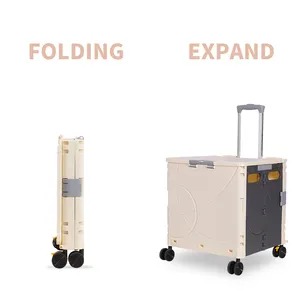 Wholesale Factory Hot Selling Folding Shopping Rolling Suitcase PP Foldable Trolley Cart Supermarket Cart With Large Capacity