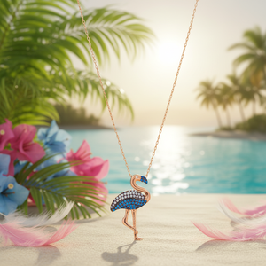 Flamingo Animal Design <b>Clear</b> Zircon Sapphire Stone Charm Pendant Turkish Handcrafted Wholesale 925 Silver Sterling Jewelry - Product Image 2