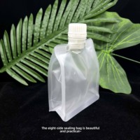 Pochette souple alimentaire mate transparente durable avec bec verseur, sac à jus anti-fuite avec bouchon à vis pour emballage de liquides, lait et condiments