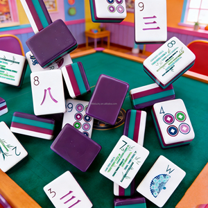Mahjong Personnalisé Américain de Luxe Moderne, Ensemble de Voyage Violet, 160 Pions Gravés, 4 Couches, Portable, pour Divertissement et Fêtes, en Acrylique - Product Image 1
