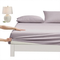 Parure de lit de luxe 100 % bambou 300TC ultra douce et respirante, 4 pièces, tissage satiné, draps à poches profondes pour chambre à coucher