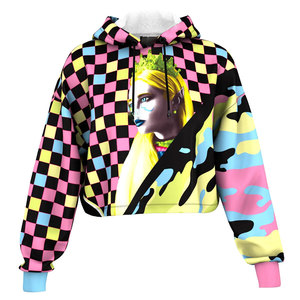 <b>Winter</b> Wear <b>Women's</b> Crop <b>Top</b> Hoodies Customized Design Heat Transfer Printing Pullover Hoodies for <b>Woman</b> Knitted - Product Image 1