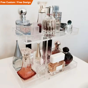 Đôi <span class=keywords><strong>2</strong></span> Tier lucite Acrylic Nước hoa Organizer khán đại-loại Nước hoa mỹ phẩm Rack hiển thị trang điểm hiển thị đứng - Product Image 3