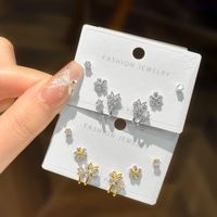 Orecchini di Lusso in Ottone Placcato Oro con Perno in Argento 925, Set con Zirconi Micro-Incastonati, Una Confezione Contiene Tre Paia, Orecchini di Alta Gamma per Donna