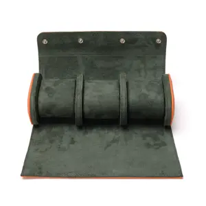 Traveling Companion Leather <strong>Watch</strong> <strong>Boxes</strong> 3 Slots <strong>Watch</strong> Organizer Case Free Sample Custom Luxury Leather Roll <strong>Watch</strong> Case for Men - Product Image 4