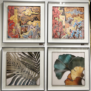 Cuadros Decorativos de Lujo con Relieve 3D para Hoteles Contemporáneos, Obras de Arte de Estilo Chino, Arte Mural de Alta Gama para Vestíbulos/Habitaciones de Hotel - Product Image 5
