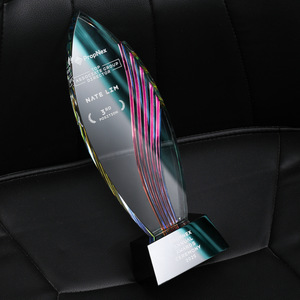 Crystal Glass <b>Trophy</b> Laser <b>Engraved</b> Durable Abstract Design For Employee Awards Annual Meeting Recognition - Product Image 3
