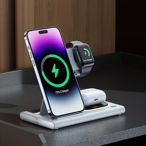 Estación de carga rápida plegable de 15W, <span class=keywords><strong>cargador</strong></span> inalámbrico 3 en 1 para Iphone 15 14 13 12 11 Pro Max Plus Watch 9/8 para AirPods - Product Image 3