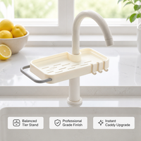 Organisateur d'évier de cuisine antidérapant élégant pour robinet, support de rangement pour savon et éponge, usage domestique