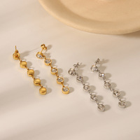 Nedeins — boucles d'oreilles pendantes en acier inoxydable, lustre rond, en cristal, nouvelle mode, pour filles et femmes