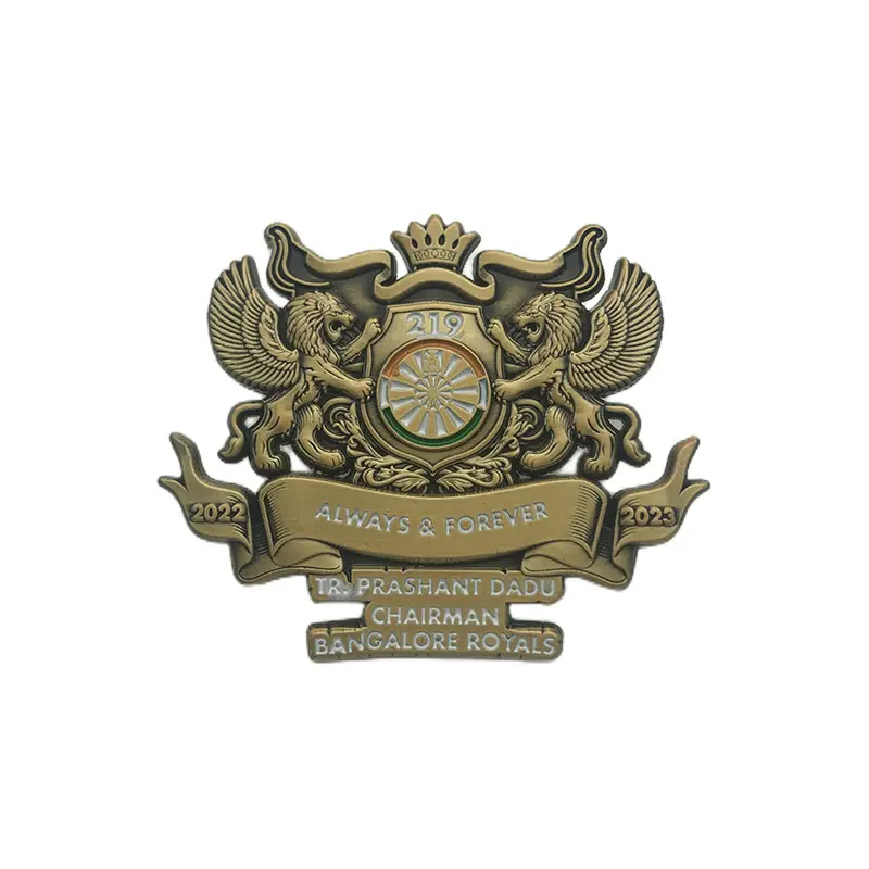Singapore Custom logo round shaped hard enamel nameplate university college badge souvenir metal custom enamel pin