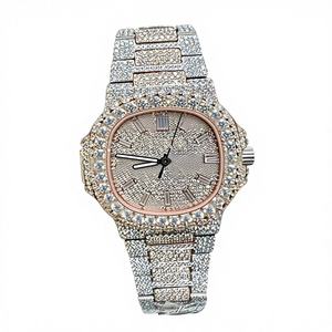 Full Iced Out Moissanite Stainless Steel Men's Luxury <b>Automatic</b> Mechanical <b>Wristwatch</b> with Date Display and Diamonds - Product Image 1