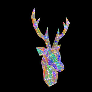 Cabeza de Reno Navideña Prismática Iridiscente, Reno Holográfico con Luces LED, Decoraciones Prismáticas Brillantes y Coloridas para Fiestas - Product Image 5