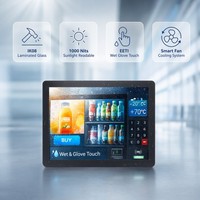 Écran tactile pour distributeur automatique de 21,5 pouces, 1000 nits, verre laminé IK08, tactile par contact humide, écran étanche pour kiosque extérieur