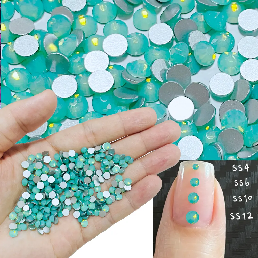 High Quality SS20 Silver Back Green Opal Flatback Crystal Glass Rhinestones Non-Hotfix Loose for DIY Crafts Nails Garments Bags