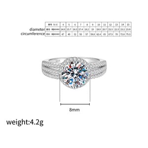 Elegante Anillo de Plata de Ley 925 con Moissanita de Corte Redondo, <span class=keywords><strong>Halo</strong></span> Pavé, Joyería Minimalista de Moda para Regalo de Enamorados - Product Image 6