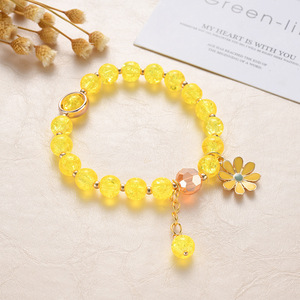 Bracciale Elastico con Perline di Cristallo Effetto Craquelé a Forma di Margherita, Quarzo Rosa Pastello Girasole, per Donna e Ragazza - Vendita all'Ingrosso - Product Image 3