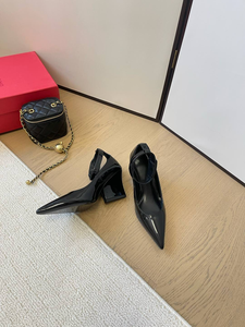 Sandalias de tacón de aguja de gamuza sintética con punta afilada, de una sola tira, sin talón, impermeables, para mujer, para el verano y el día a día. - Product Image 5